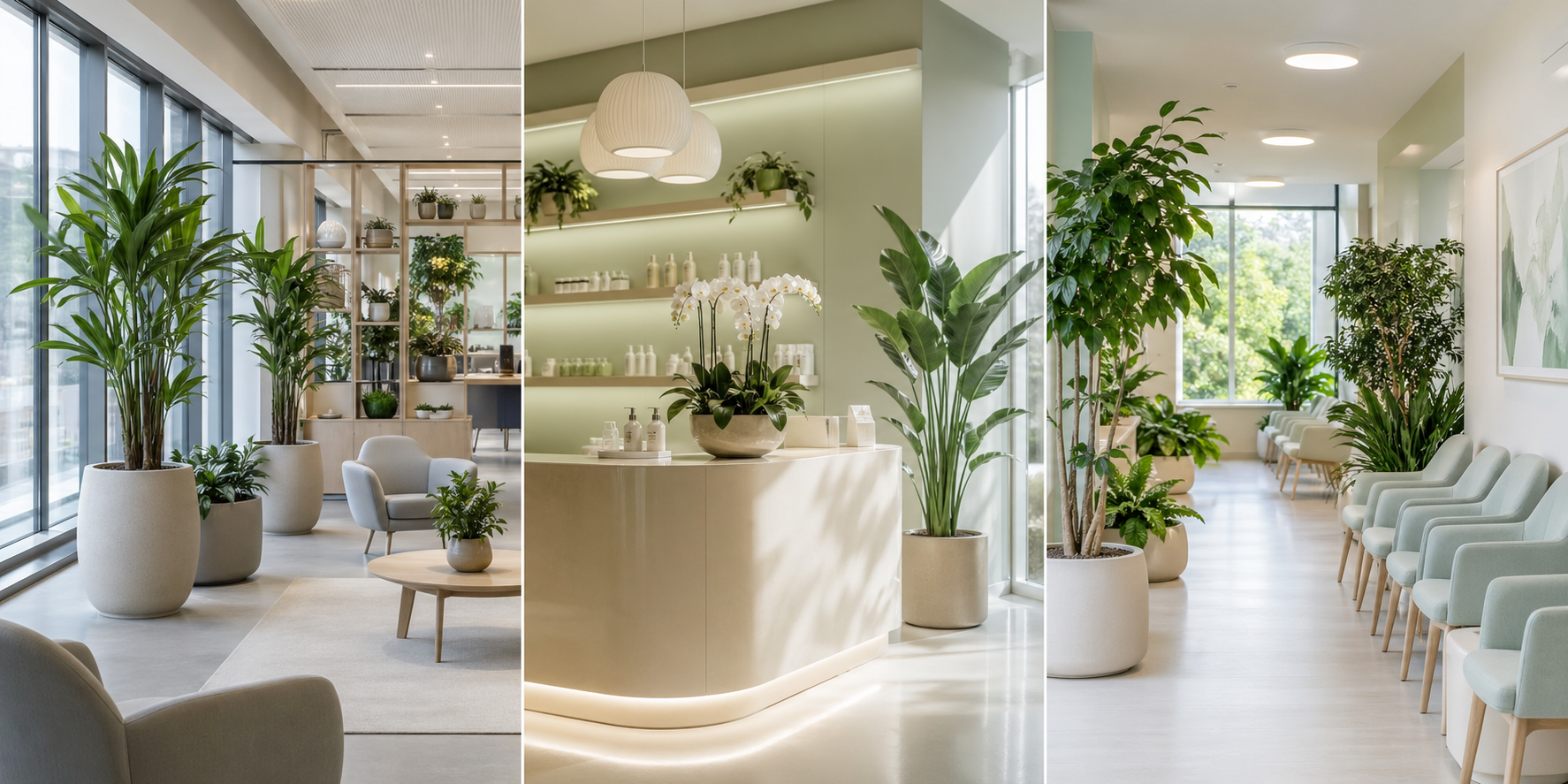 Office lounge with indoor plants